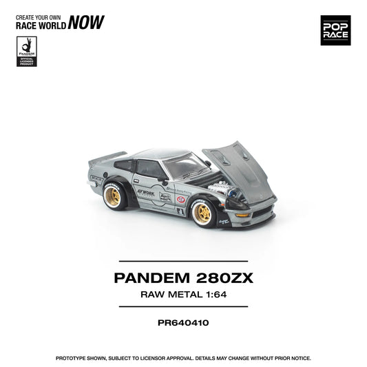 POPRACE Pandem Nissan 280ZX Raw Metal 1:64 Scale Diecast Model (Pre-Order)