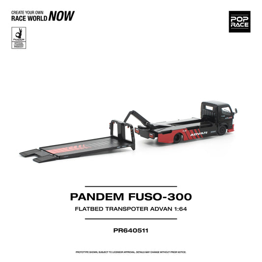 POPRACE Pandem Fuso 300 Flatbed Transporter Advan 1:64 Scale Diecast Model (Pre-Order)