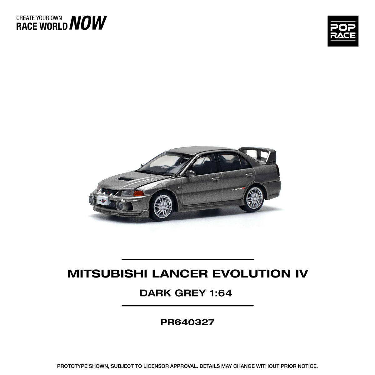 Mitsubishi Lancer Evolution IV Dark Grey, 1:64 Scale (Grey) collectible diecast model at Poketwheels