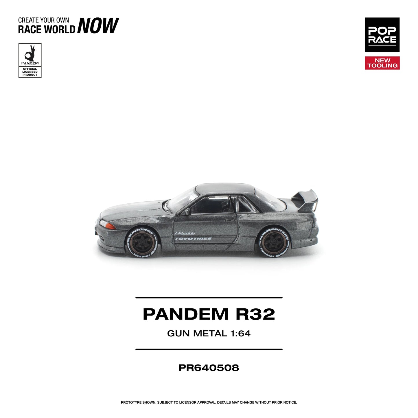 POPRACE Pandem R32 Gun Metal New Tooling 1:64 Scale Diecast Model (Pre-Order)
