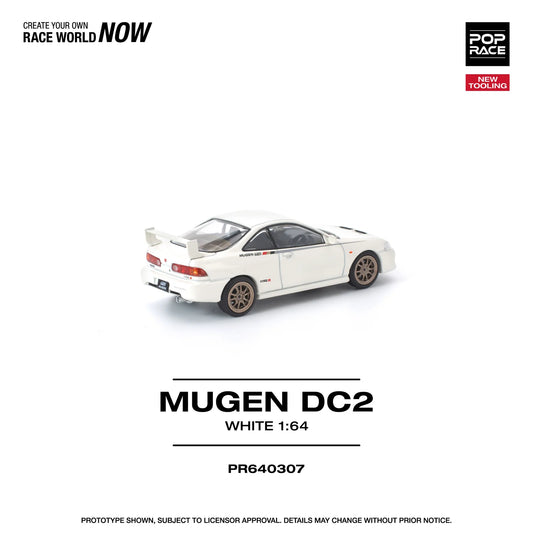 POPRACE Mugen Honda DC2 Integra New Tooling White 1:64 Scale Diecast Model (Pre-Order)