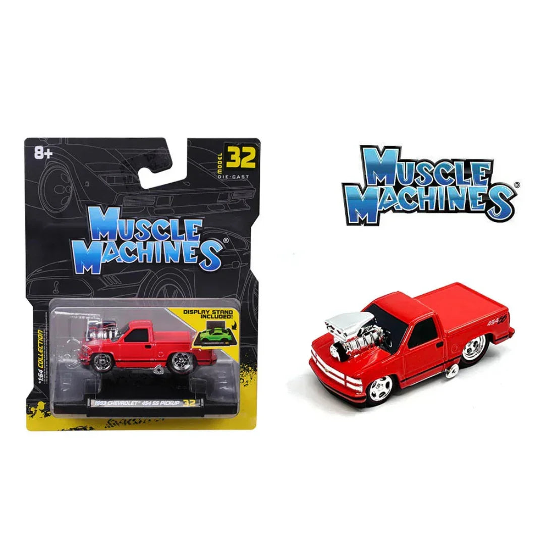 Muscle Machines Chevrolet 454 SS Pickup 32 1993, 1:64 Scale (Red) collectible diecast model at Poketwheels