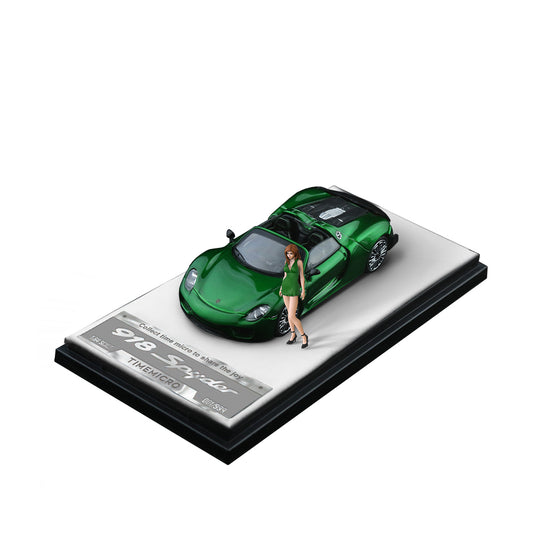 PRE-ORDER Time Micro Porsche 918 Metallic Green Figure Edition 1:64 Scale Diecast Model