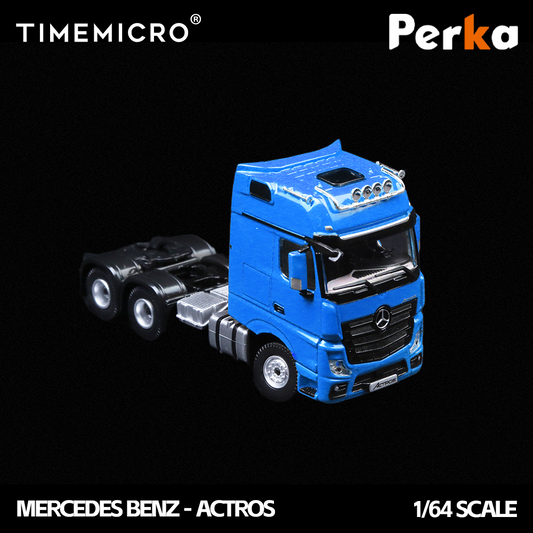 PRE-ORDER Time Micro TM Mercedes Trailer Transporter Blue 1:64 Scale Diecast Model
