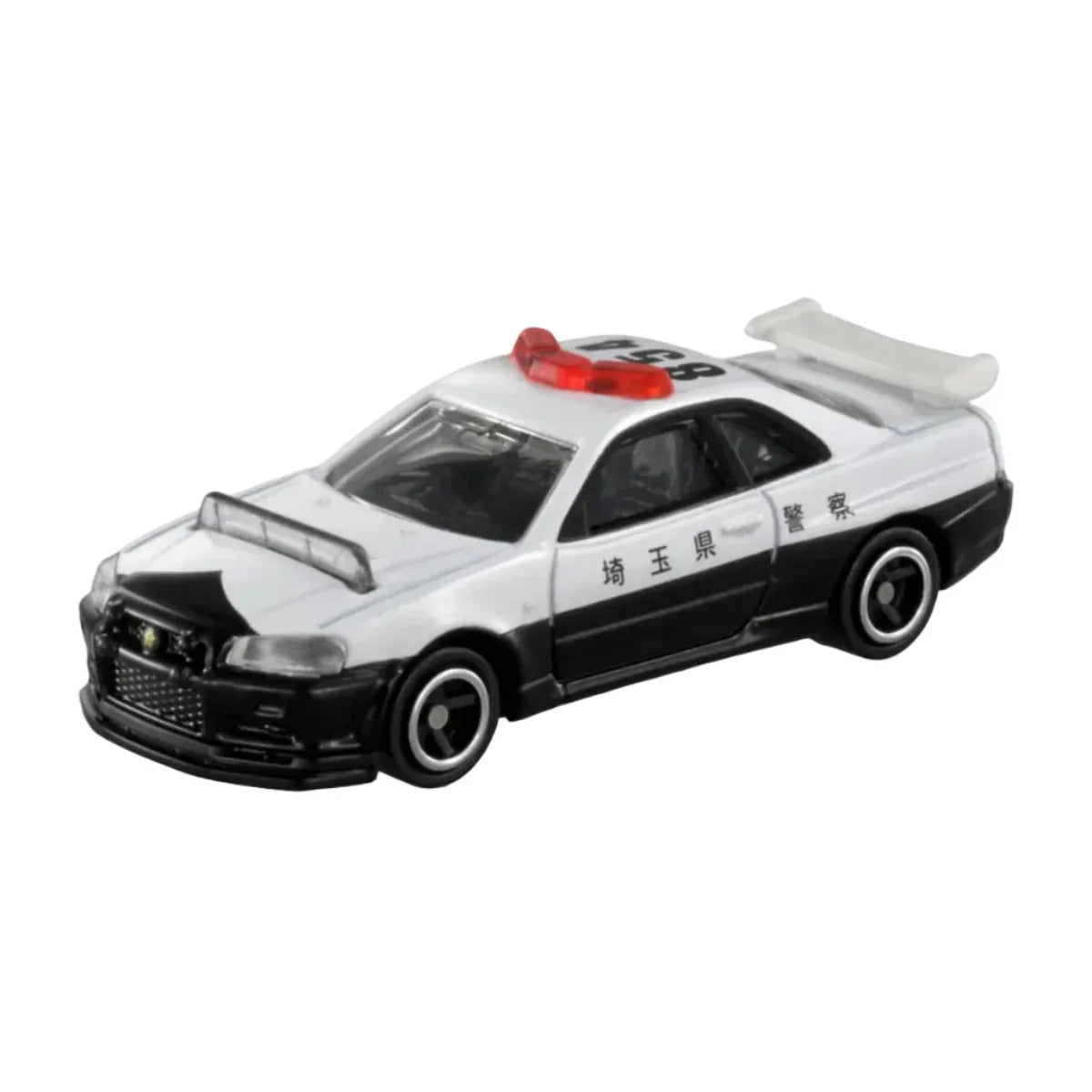 Tomica No.1 Nissan Skyline Gt-R (Bnr34) Police Car, 1:62 Scale (White) collectible diecast model at Poketwheels