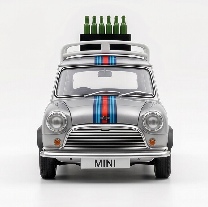 TINY Mini Cooper MK1 1:50 Scale Silver (MINI0023) – Official Licensed Diecast with Acrylic Case