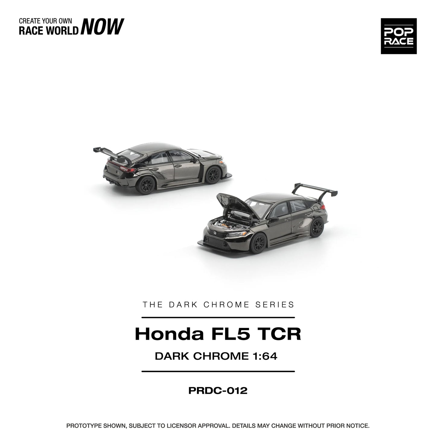 POPRACE Honda Civic FL5 TCR Dark Chrome 1:64 Scale Diecast Model (Pre-Order)