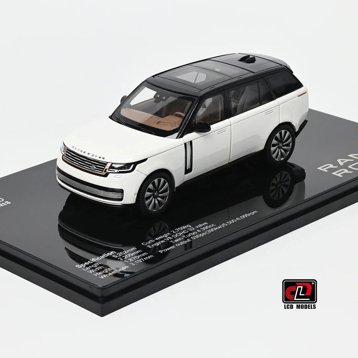 Land Rover Range Rover SV SERENITY, 1:43 Scale (White with Black Roof) collectible diecast model at Poketwheels