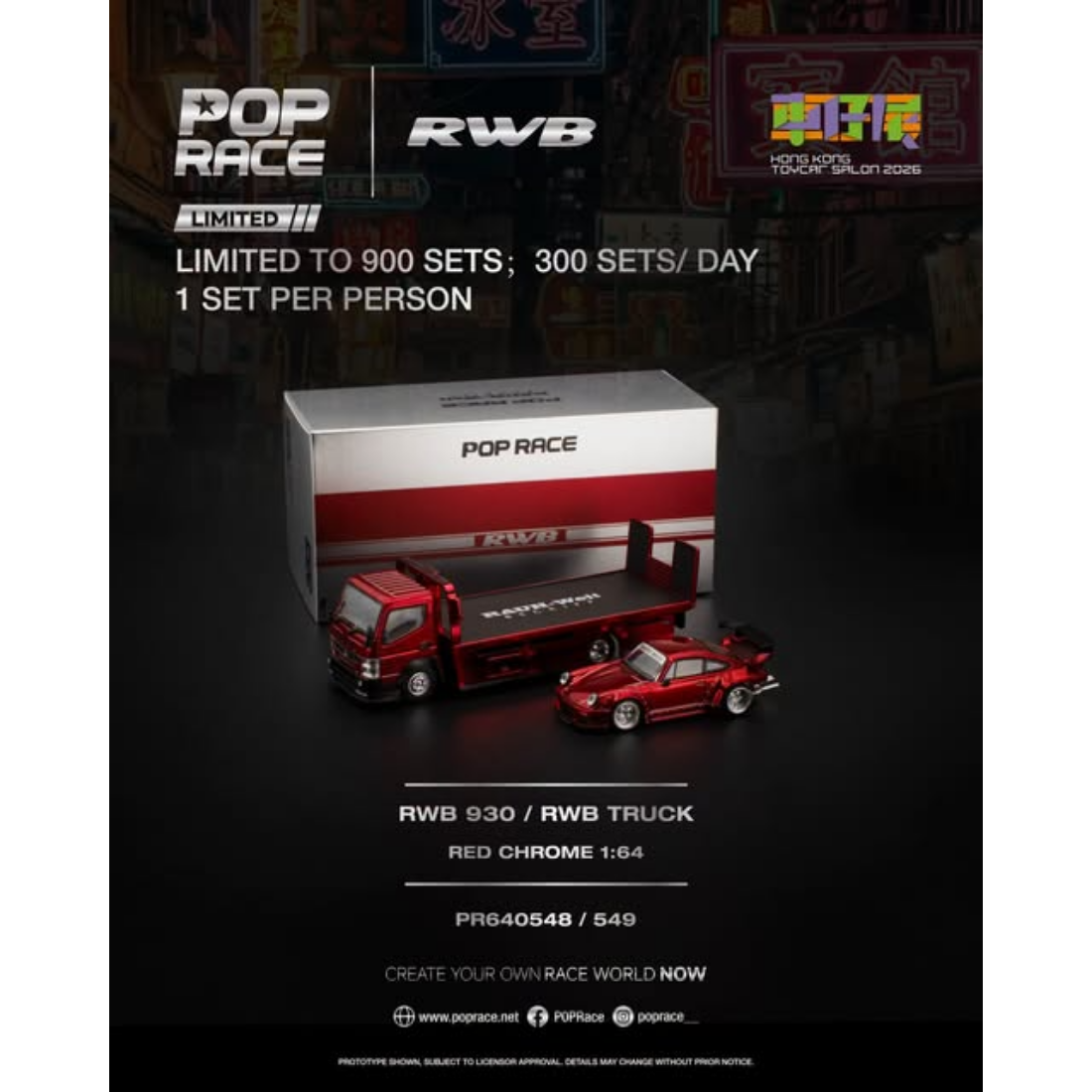 *HKTCS* RWB 930 / RWB Truck Red Chrome (Limited to 900pcs), 1:64 Scale collectible diecast model at Poketwheels