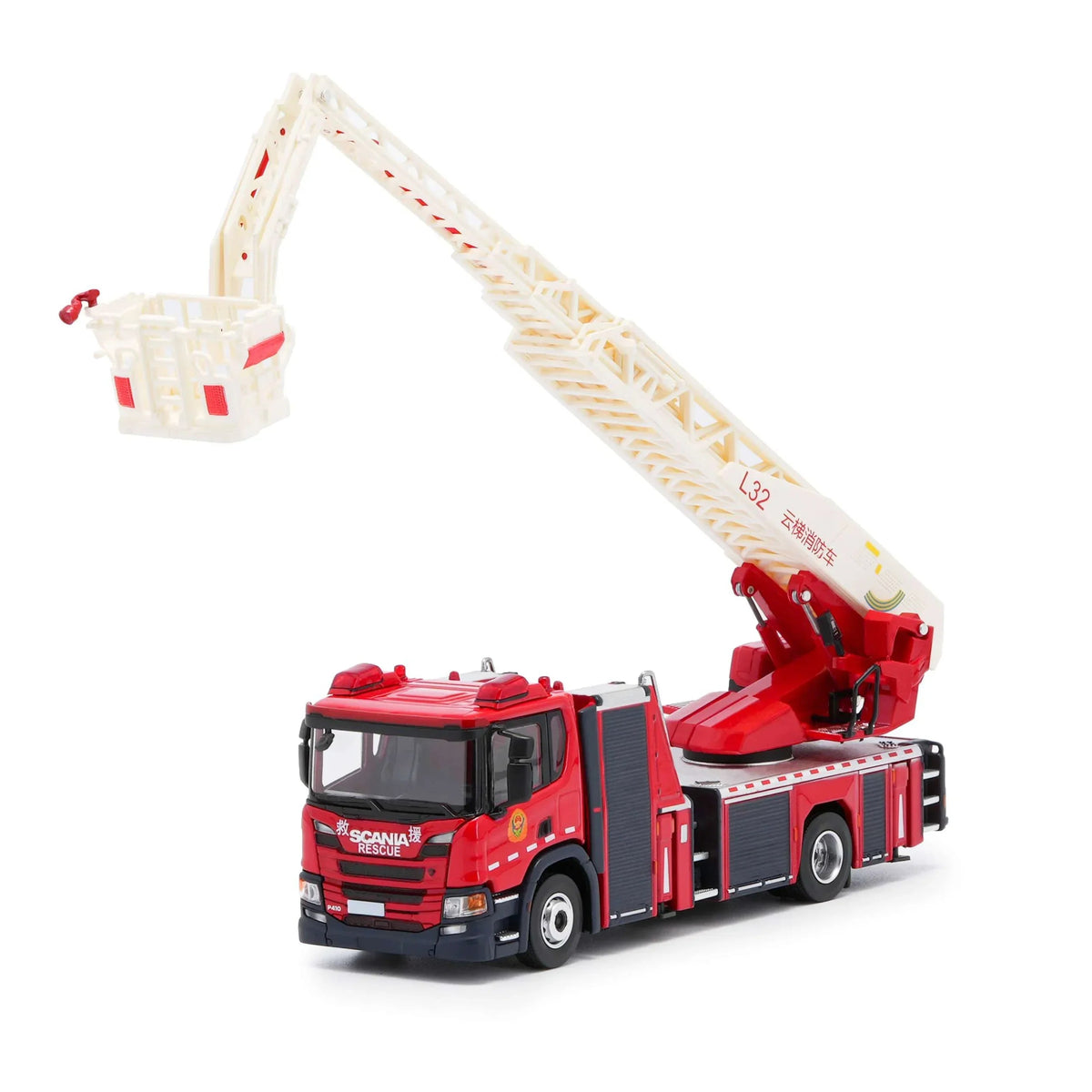 Scania Fire Ladder, 1:64 Scale (Red) collectible diecast model at Poketwheels
