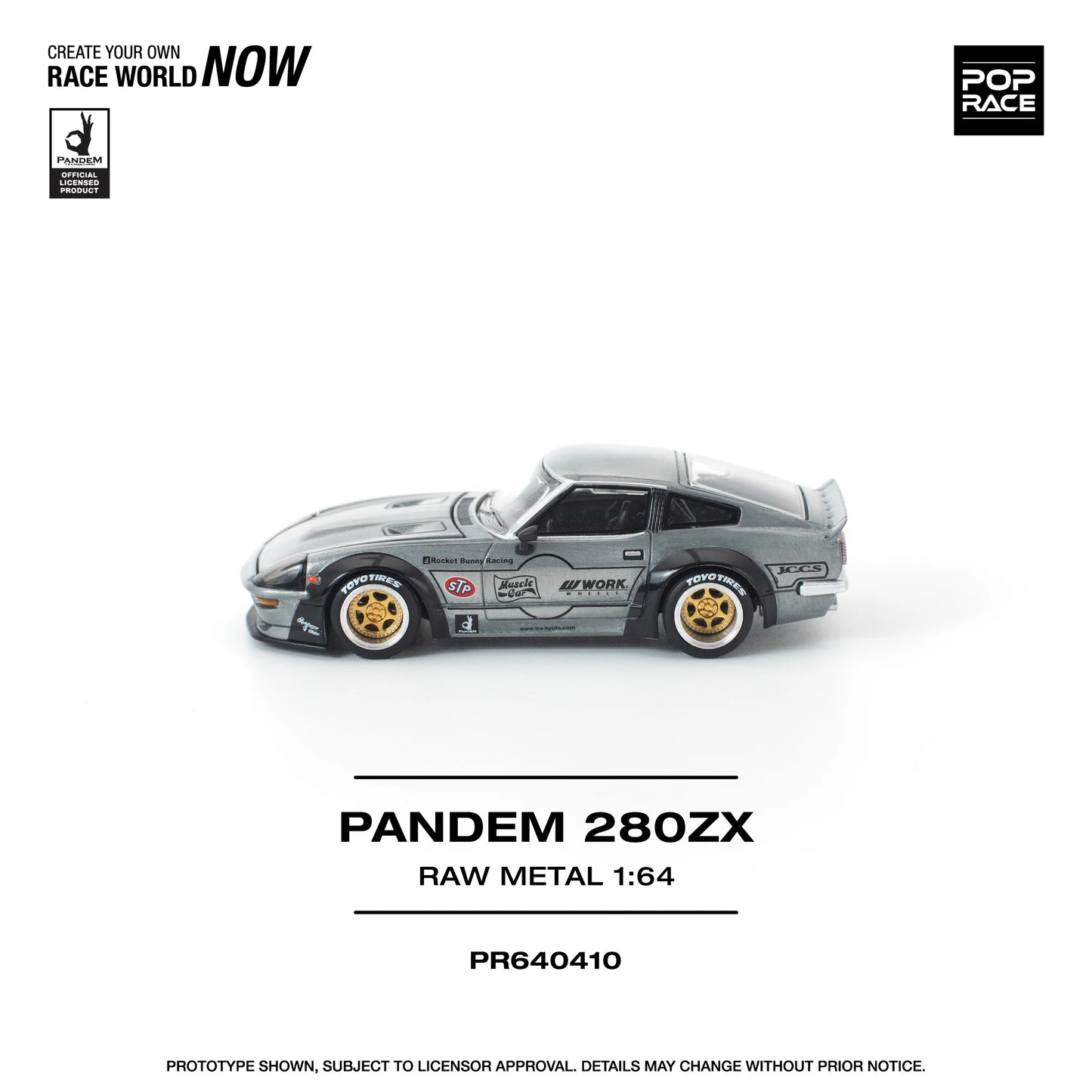 POPRACE Pandem Nissan 280ZX Raw Metal 1:64 Scale Diecast Model (Pre-Order)
