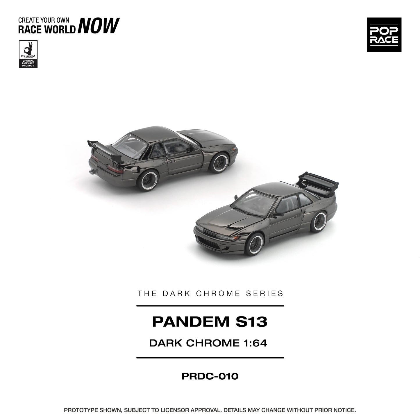 POPRACE Pandem Nissan Silvia S13 Dark Chrome 1:64 Scale Diecast Model (Pre-Order)