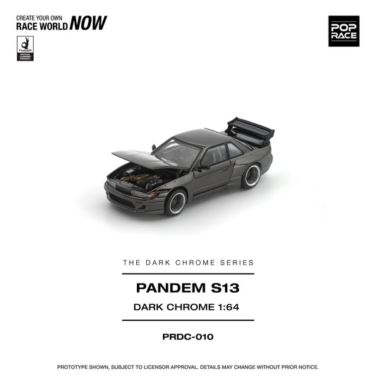 POPRACE Pandem Nissan Silvia S13 Dark Chrome 1:64 Scale Diecast Model (Pre-Order)