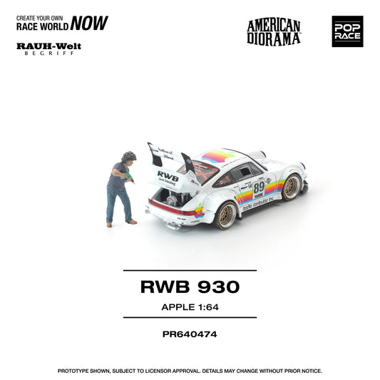 POPRACE RWB Porsche 930 Apple With Figure 1:64 Scale Diecast Model (Pre-Order)