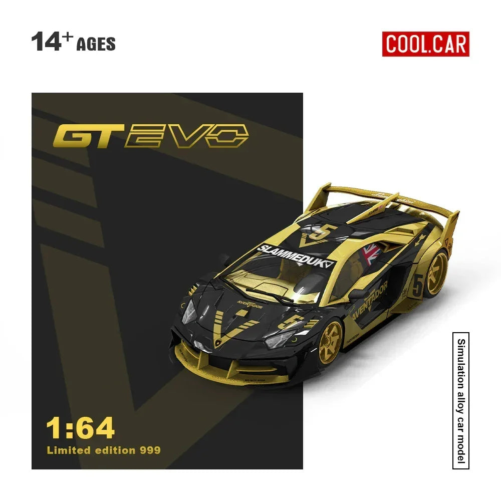 Lamborghini GTEVO-V5 black and Gold Livery(Limited to 999), 1:64 Scale collectible diecast model at Poketwheels