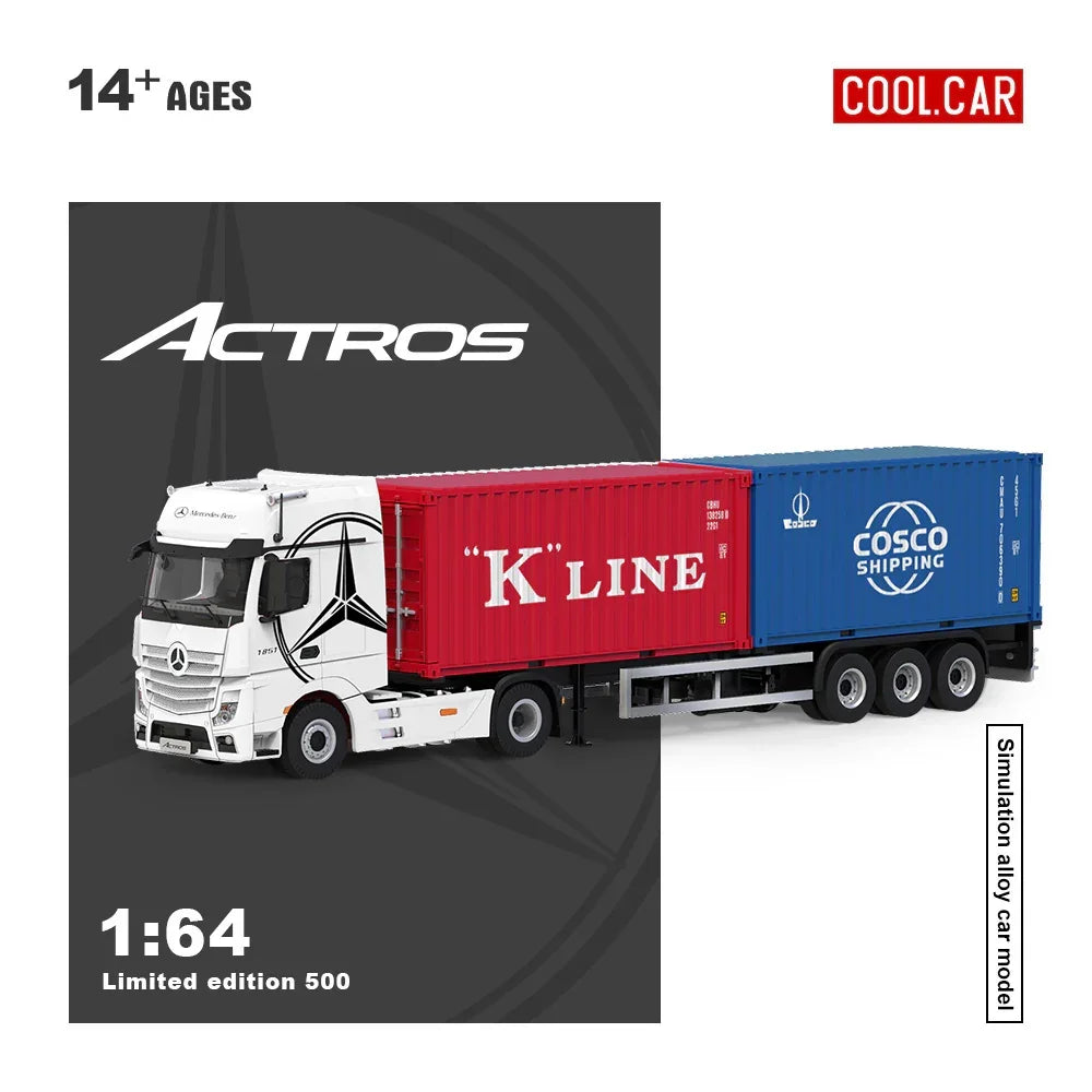 CC - Mercedes Benz Actros Cargo Container Truck,1:64 Scale (White) collectible diecast model at Poketwheels