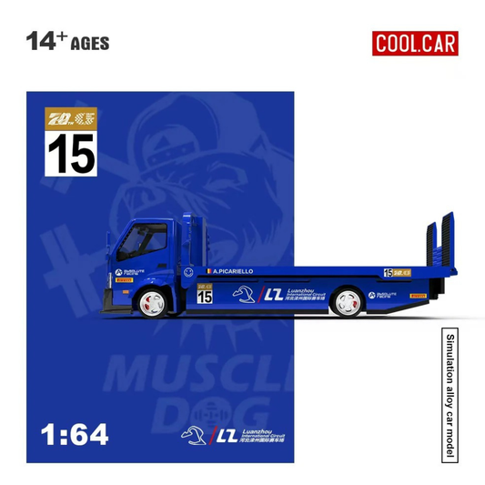 Premium scale diecast model car – Hino H300 Transport Trailer, 1:64 Scale (Blue) Collectible