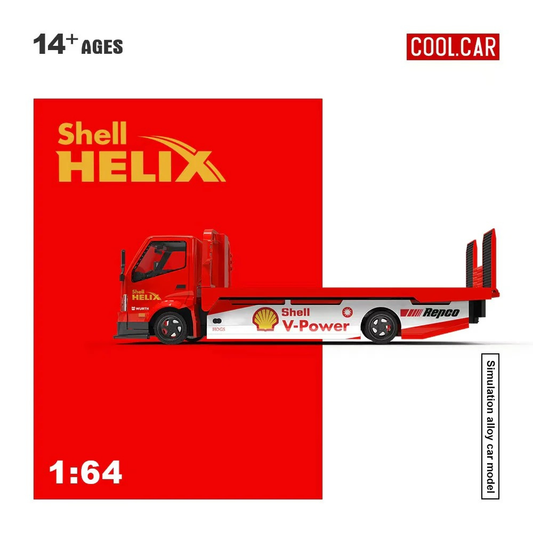 Premium scale diecast model car – Hino H300 Transport Trailer - Shell Helix Livery, 1:64 Scale Collectible