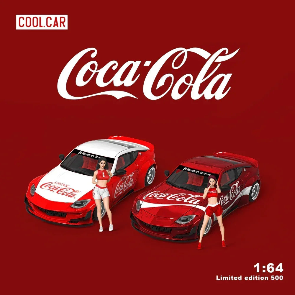 Cool Car-Nissan 400Z-Red and White Coca-Cola(Limited Figure Edition 500), 1:64 Scale collectible diecast model at Poketwheels