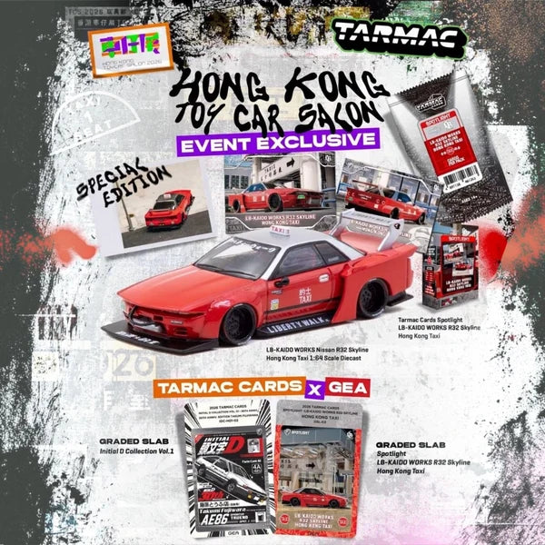 *HKTCS 2026* LB-Kaido Works Nissan R32 Skyline Red Hong Kong Taxi Livery, 1:64 Scale collectible diecast model at Poketwheels