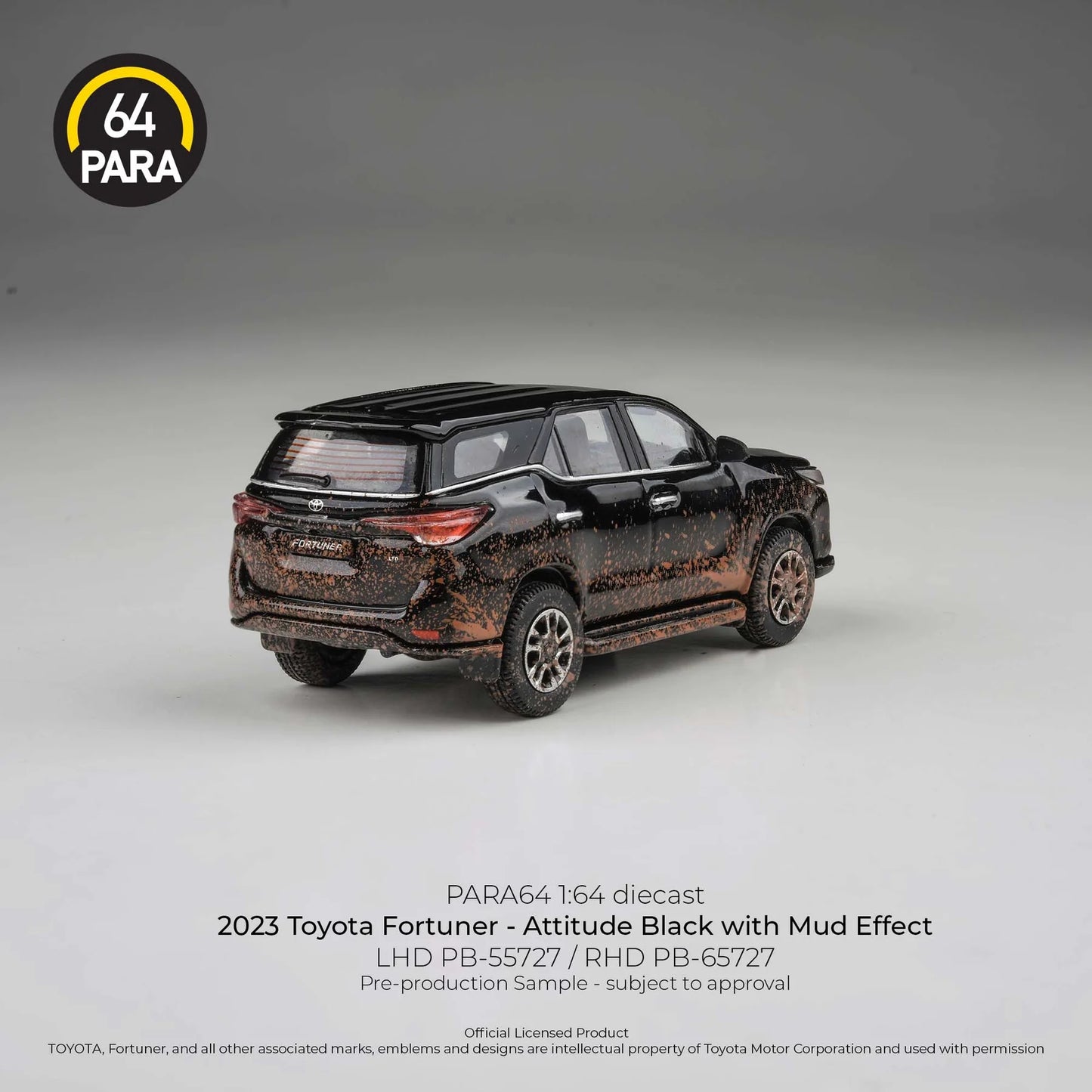 *PRE-ORDER* PARA64 Toyota Fortuner (Attitude Black with Mud Effect) 2023, 1:64 Scale