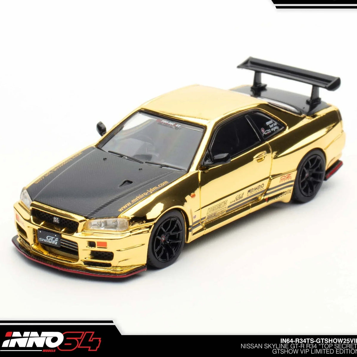 Nissan Skyline GT-R R34 Top Secret GTSHOW 2025 Event Edition,1:64 Scale (Gold) collectible diecast model at Poketwheels