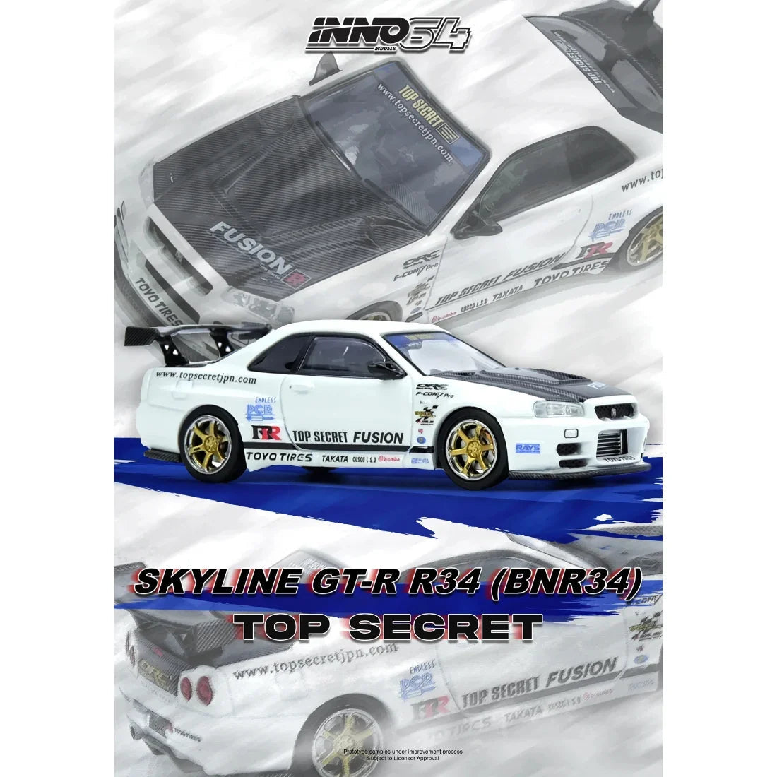 *PRE-ORDER* Top Secret R34 GT-R, 1:64 Scale (White) collectible diecast model at Poketwheels