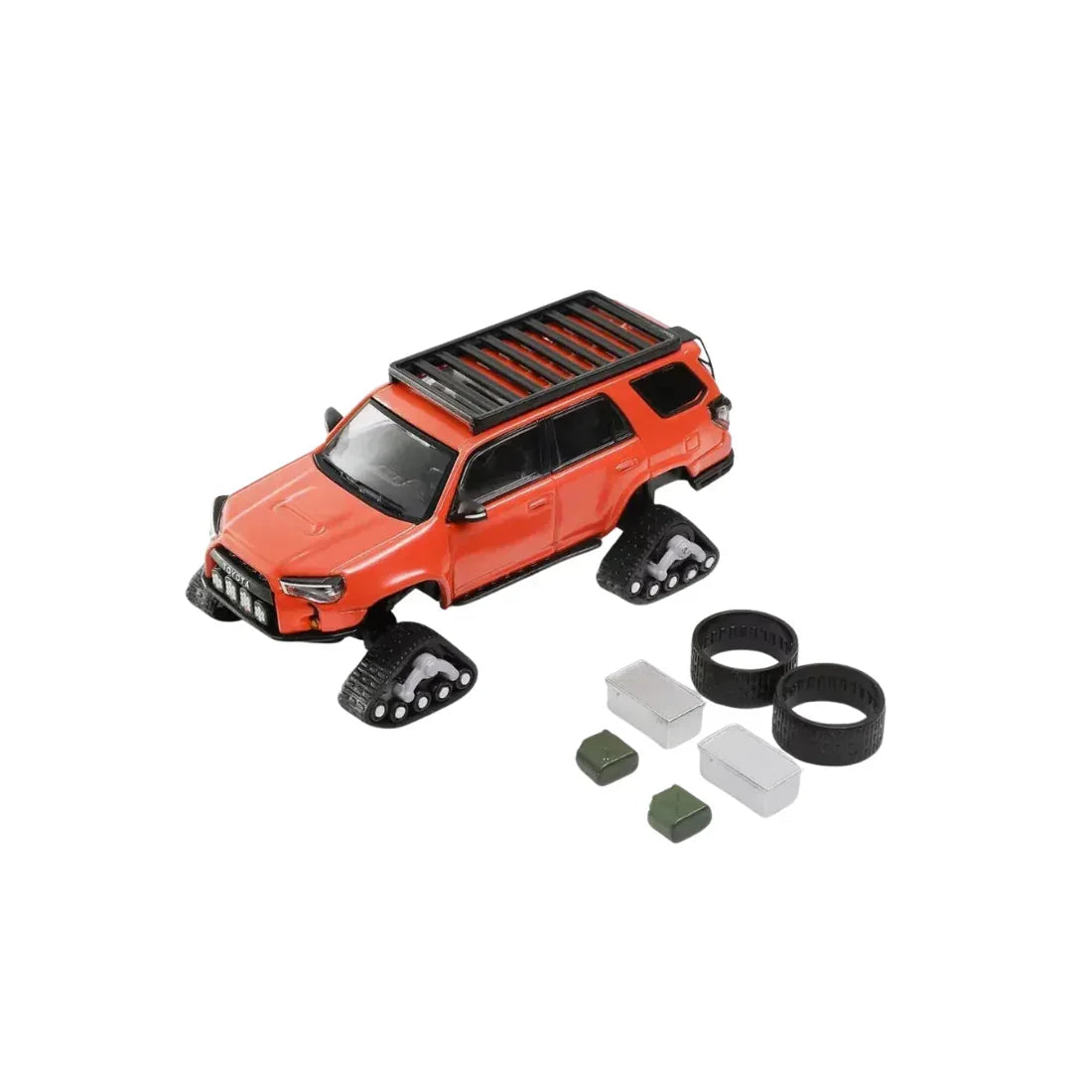 Toyota 4Runner Pre-Runner Snow Edition Modified with Accessories, 1:64 Scale (Orange) collectible diecast model at Poketwheels