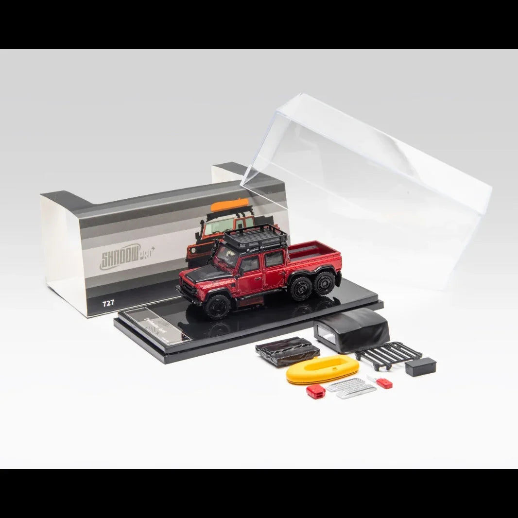 *PRE-ORDER* Land Rover Defender 6x6 (Modified Version) with Accessories, 1:64 Scale (Red) collectible diecast model at Poketwheels