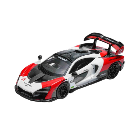 Premium scale diecast model car – McLaren Senna, 1:64 Scale (White - Red) Collectible