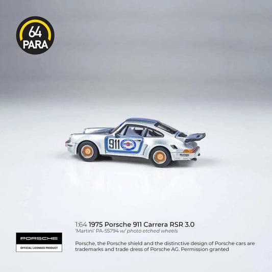 Premium scale diecast model car – Porsche 911 Carrera RSR 3.0 1975, 1:64 Scale (Silver) Collectible