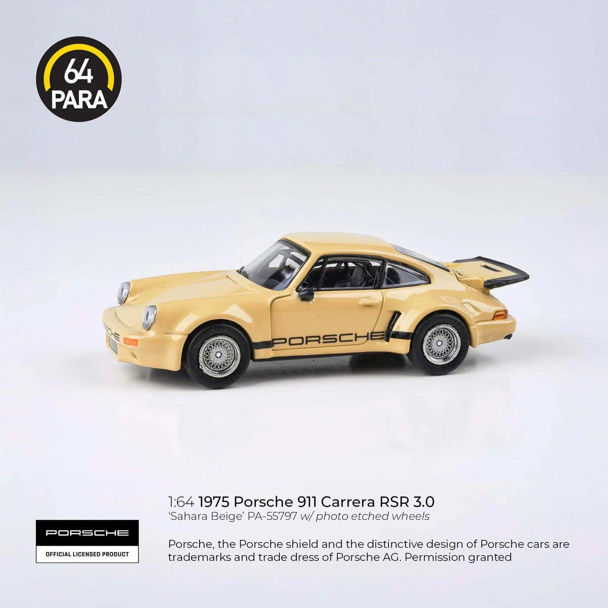 Porsche 911 Carrera RSR 3.0 1975, 1:64 Scale (Beige) collectible diecast model at Poketwheels