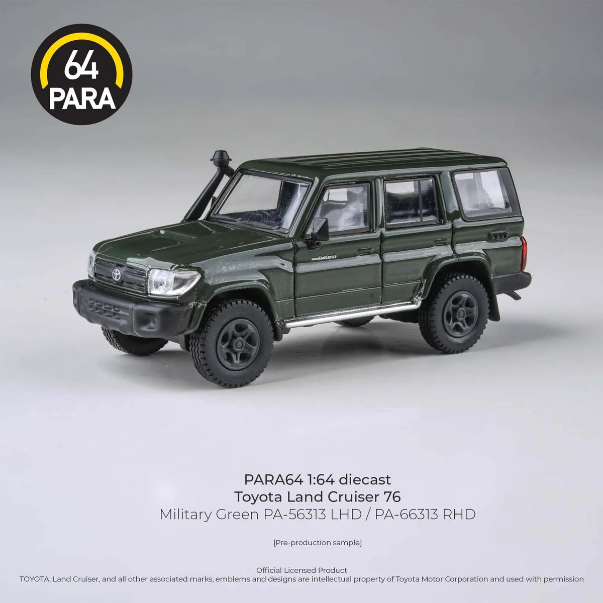 Toyota Land Cruiser 76 2014, 1:64 Scale (Military Green) collectible diecast model at Poketwheels