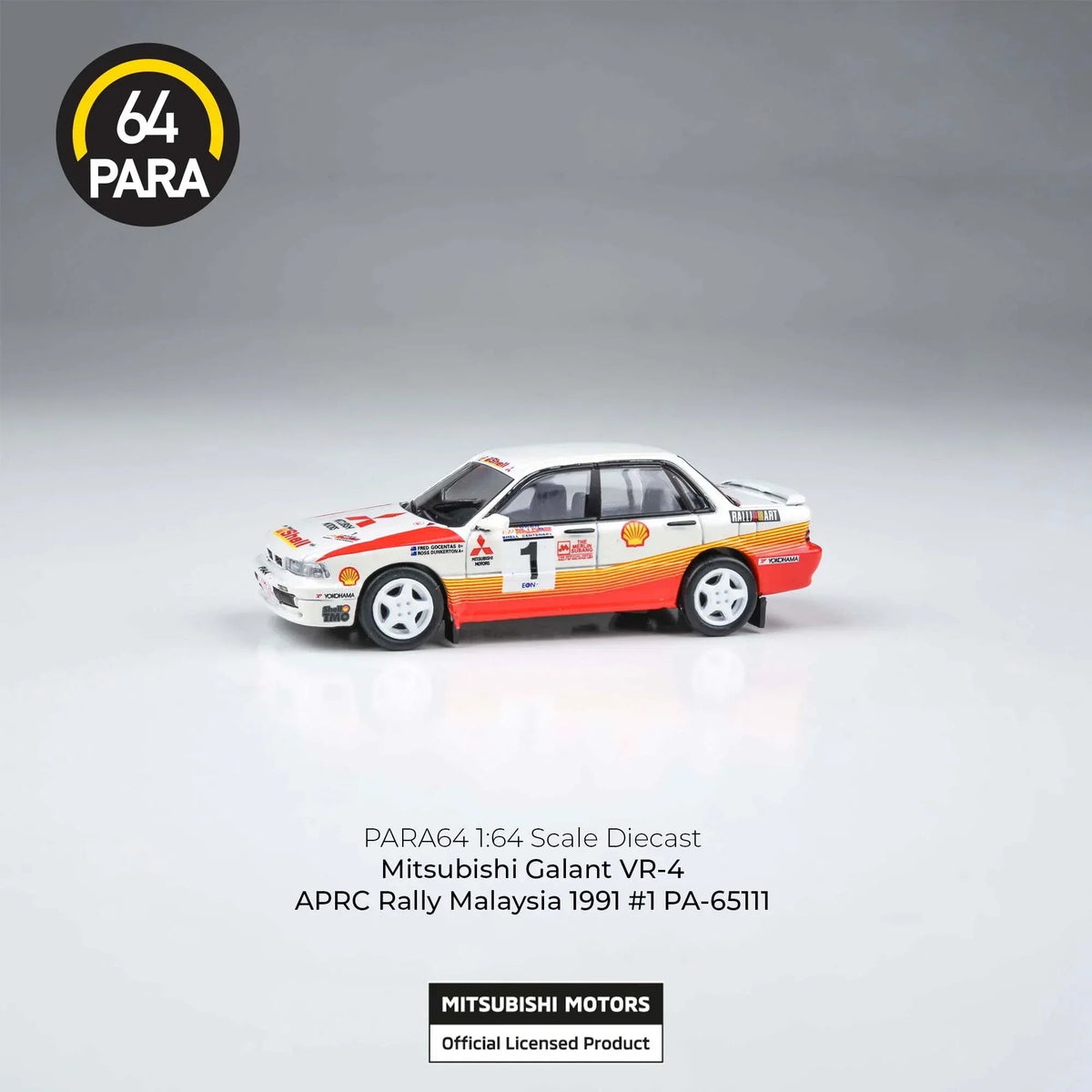 Mitsubishi Galant VR-4 APRC Rally Malaysia #1 1991, 1:64 Scale (Orange) collectible diecast model at Poketwheels