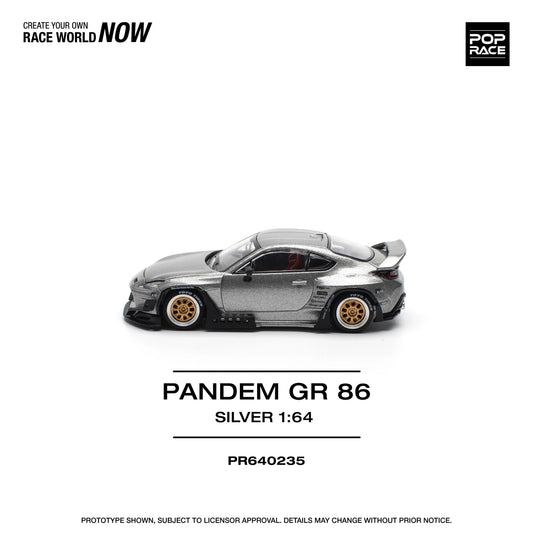 Premium scale diecast model car – Pandem GR 86, 1:64 Scale (Silver) Collectible