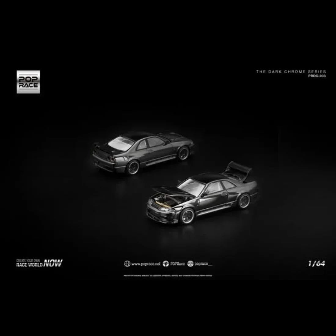 Nissan Skyline GT-R R33 NISMO 400R, 1:64 Scale (The Dark Chrome Series) collectible diecast model at Poketwheels
