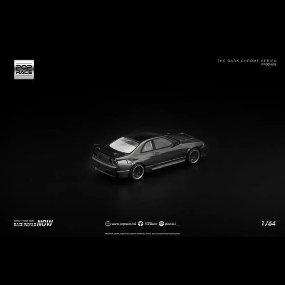 POPRACE Nissan Skyline GT-R R33 NISMO 400R, 1:64 Scale (The Dark Chrome Series)