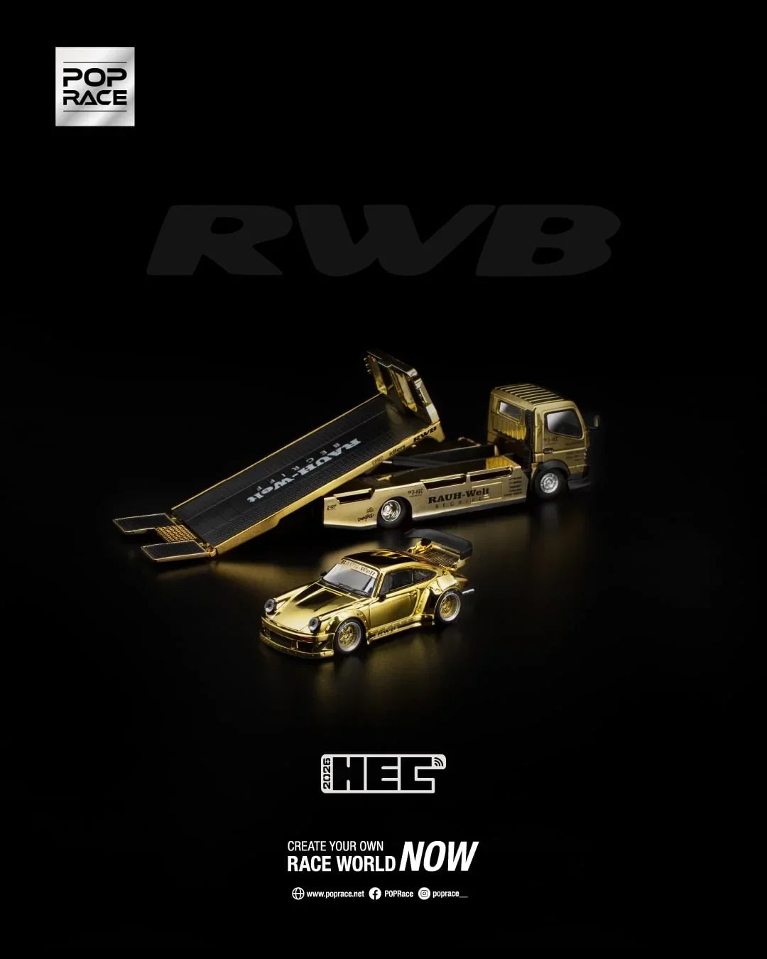*HEC 2026* RWB 930 Pandem Fuso-300, 1:64 Scale (Gold) collectible diecast model at Poketwheels