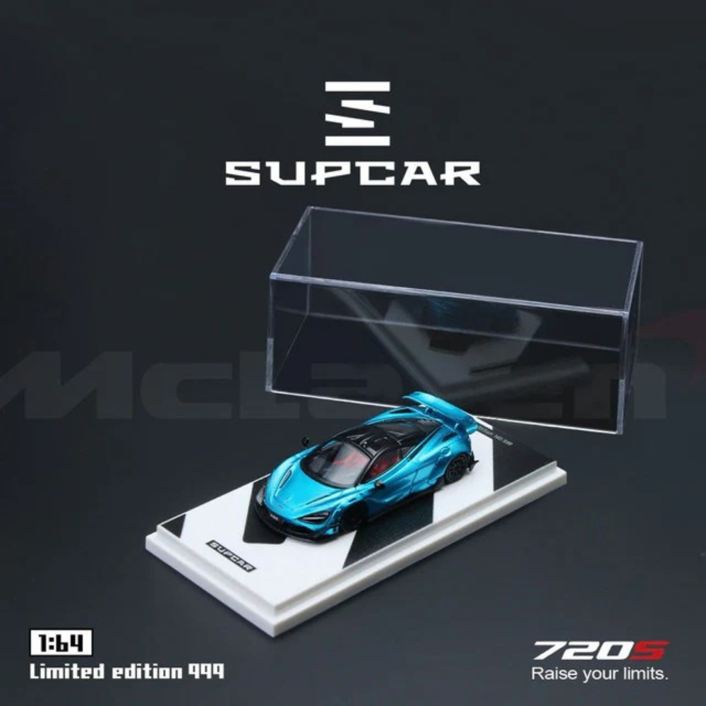 Premium scale diecast model car – SupCar McLaren 720S alloy car model, 1:64 Scale (Bright Blue) Collectible