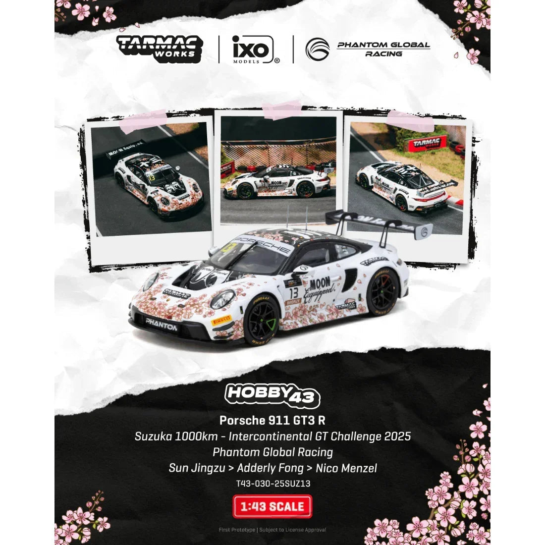 *PRE-ORDER* Porsche 911 GT3 R Suzuka 1000km - Intercontinental GT Challenge Phantom Global Racing Sun Jingzu / Adderly Fong / Nico Menzel 2025, 1:43 Scale collectible diecast model at Poketwheels