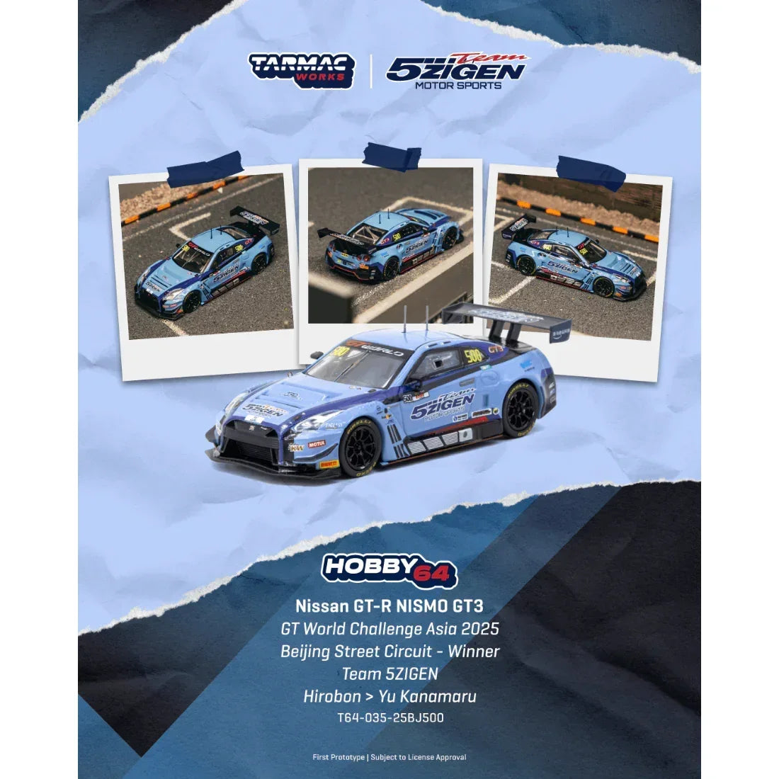 *PRE-ORDER* Nissan GT-R NISMO GT3 GT World Challenge Asia 2025 Beijing Street Circuit - Winner TEAM 5ZIGEN, 1:64 Scale collectible diecast model at Poketwheels
