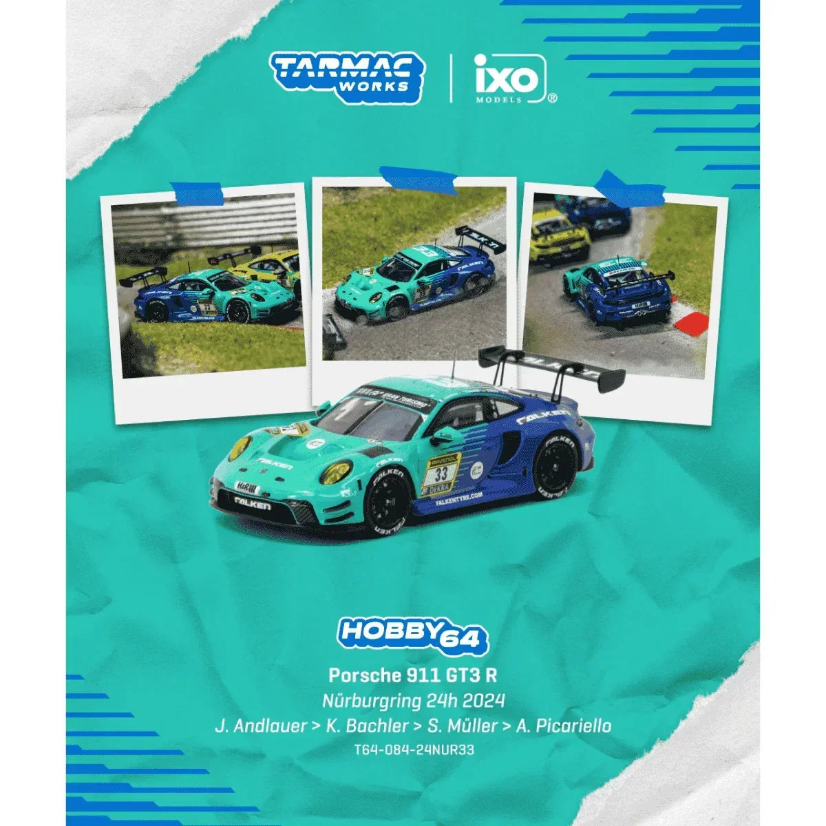 *PRE-ORDER* X iXO Models Porsche 911 GT3 R Nürburgring 24h 2024 Julien Andlauer / Klaus Bachler / Sven Müller / Alessio Picariello, 1:64 Scale collectible diecast model at Poketwheels