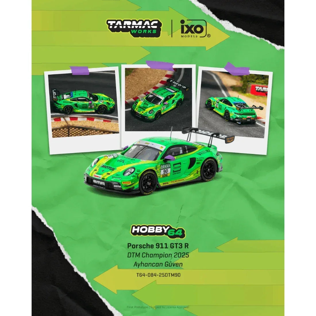 *PRE-ORDER* Porsche 911 GT3 R DTM Champion 2025 Ayhancan Güven, 1:64 Scale collectible diecast model at Poketwheels