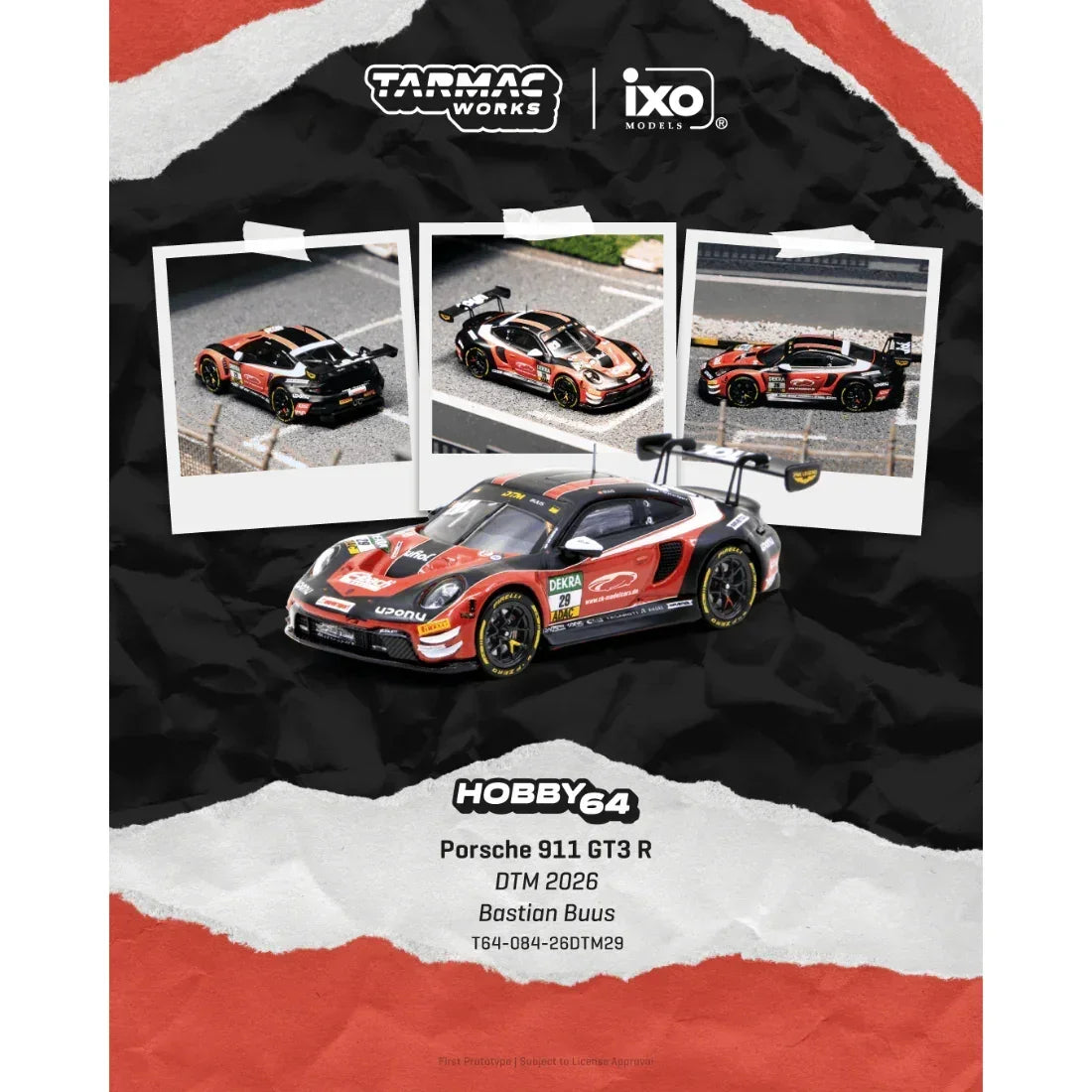 *PRE-ORDER* Porsche 911 GT3 R DTM 2026 Bastian Buus, 1:64 Scale collectible diecast model at Poketwheels