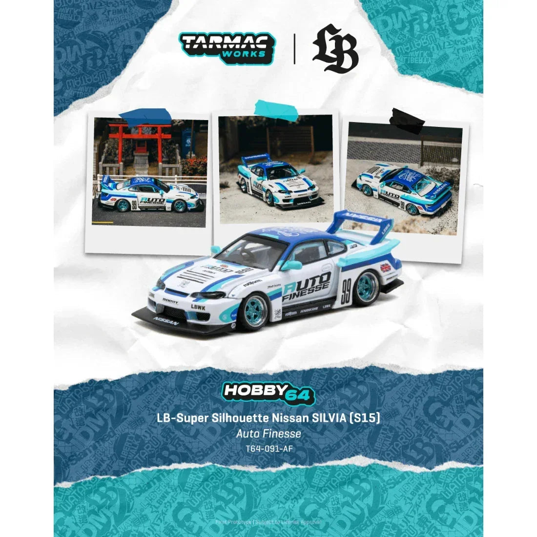 *PRE-ORDER* LB-Super Silhouette Nissan SILVIA (S15) Auto Finesse, 1:64 Scale collectible diecast model at Poketwheels