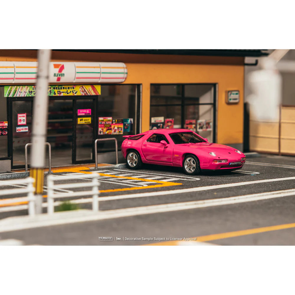 PRE-ORDER Tarmac Works Porsche 928 GTS Chance of Chase Car with Pop-Up Head-Lights, 1:64 Scale (Rubystone Red)