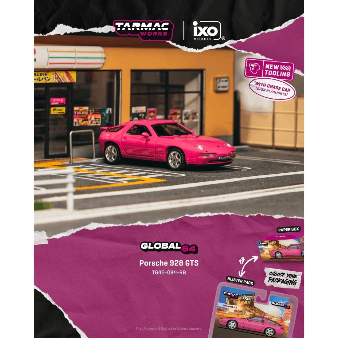 *PRE-ORDER* Porsche 928 GTS Chance of Chase Car with Pop-Up Head-Lights, 1:64 Scale (Rubystone Red) collectible diecast model at Poketwheels
