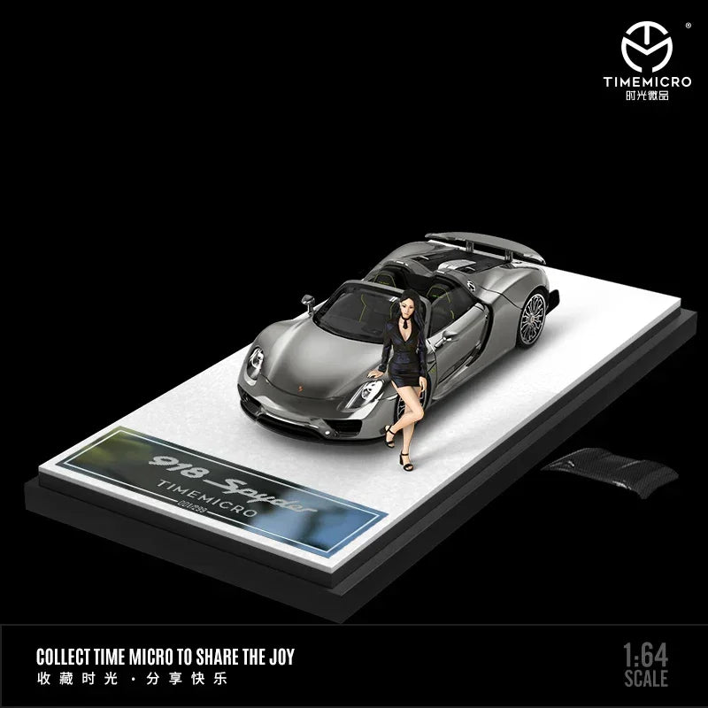 Porsche 918 Spyder Liquid Silver Figure Edition, 1:64 Scale collectible diecast model at Poketwheels