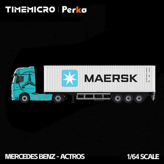 PRE-ORDER Time Micro TM Mercedes-Benz Actros Container Truck Blue & White 1:64 Scale Diecast Model