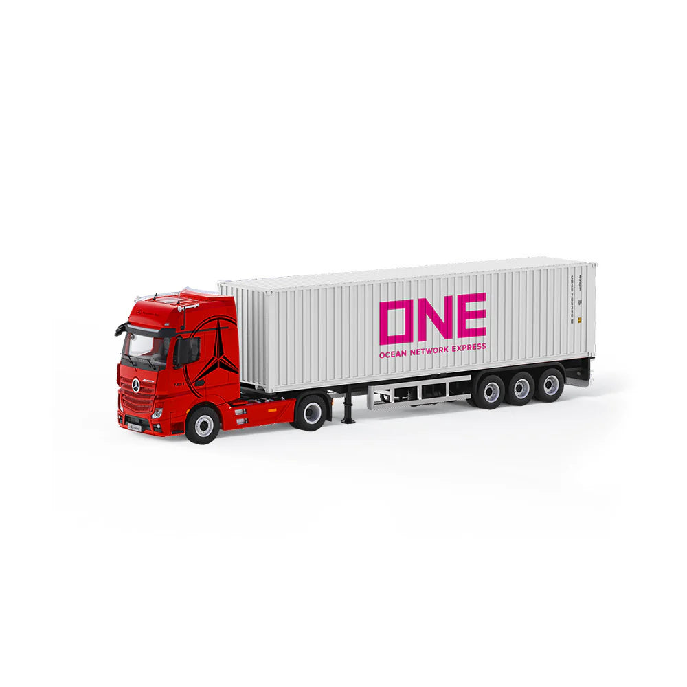 PRE-ORDER Time Micro TM Mercedes-Benz Actros Container Truck Red Flame White 1:64 Scale Diecast Model